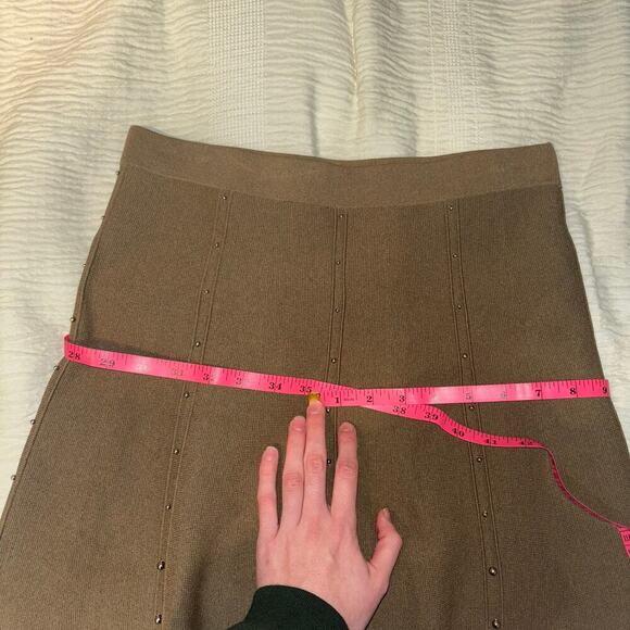 Sandro A Line Green Knit Studded Skirt Size 2 - Picture 12 of 13